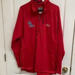 Drake Ole Miss logo XL Men's Red Waterfowler Pullover